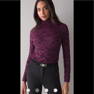 White House Black Market lace turtleneck with lace cutout design size XS. NWT